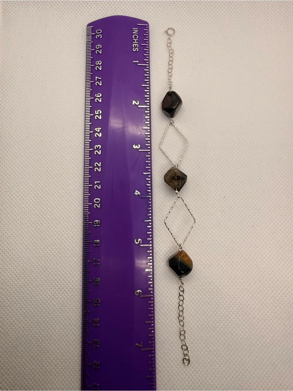 Sterling Silver Tiger Eye Beaded Bracelet - Brown